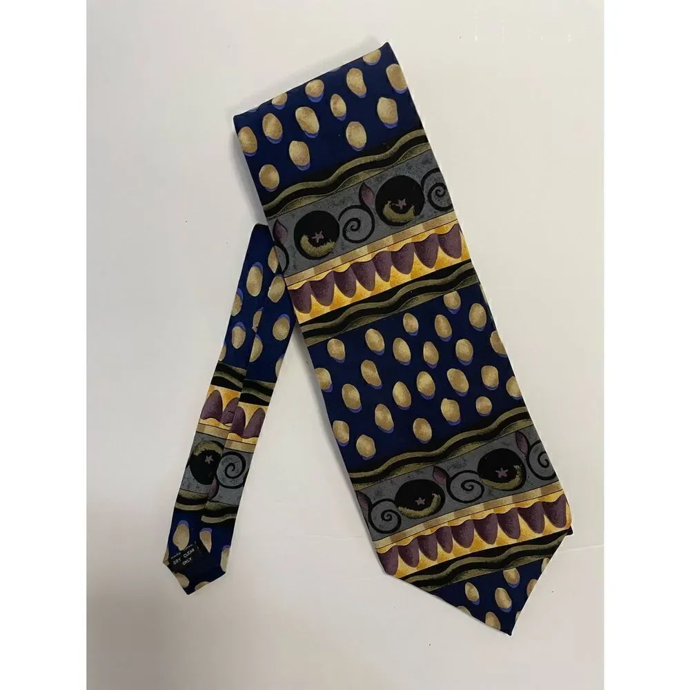 Jerry Garcia Tie Classy Black Gold Purple yellow stars  57 x 3.75 Vintage
